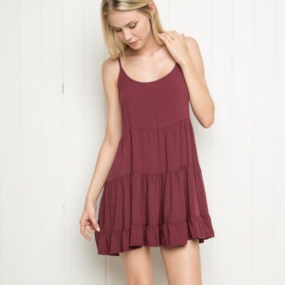 Brandy Melville Dress 🌸 Early 2010s Vibe Classic Burgundy Flowy Sundress - Picture 6 of 6